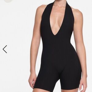 Skims Deep Plunge Halter Onesie
